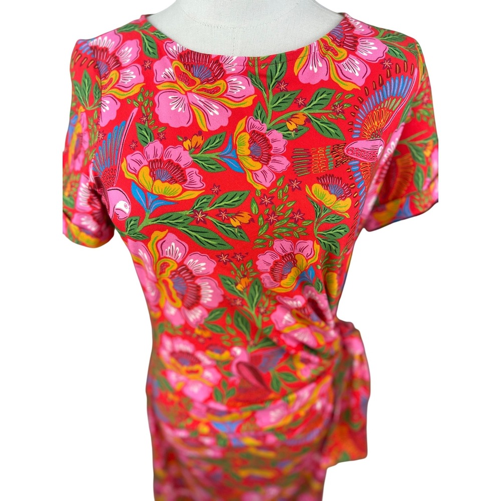 Sezane X Farm Rio SZ XS NWT The PIppa Floral Bela Bird Print Side Tie Midi Dress - Picture 7 of 16